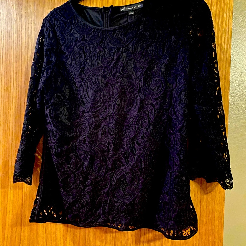 Adrianna Papell black lace shirt, never worn with tags